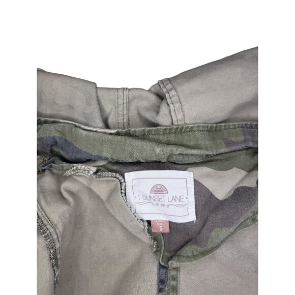 Camouflage Jacket 1 Sunset Lane Women Sz S Hooded Military Winter Outerwear - Picture 8 of 8